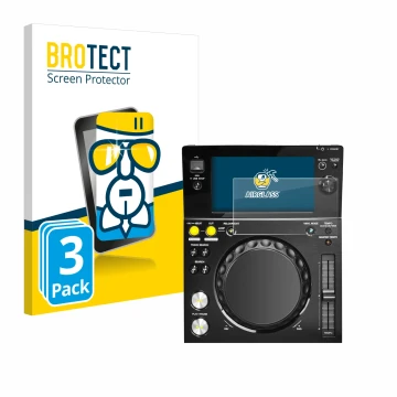Parte frontale di una confezione del prodotto con il logo del marchio BROTECT. Accanto è raffigurato il dispositivo Pioneer XD