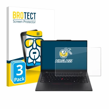 Parte frontale di una confezione del prodotto con il logo del marchio BROTECT. Accanto è raffigurato il dispositivo Lenovo Thi