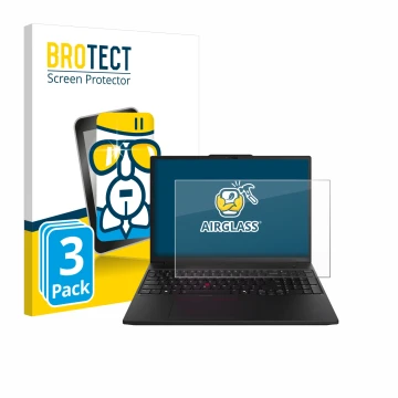 Parte frontale di una confezione del prodotto con il logo del marchio BROTECT. Accanto è raffigurato il dispositivo Lenovo Thi