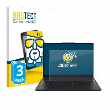 Parte frontale di una confezione del prodotto con il logo del marchio BROTECT. Accanto è raffigurato il dispositivo Lenovo Thi