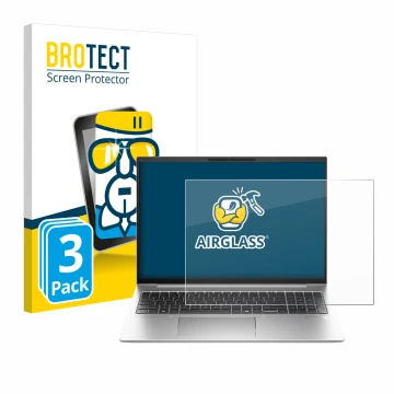 Parte frontale di una confezione del prodotto con il logo del marchio BROTECT. Accanto è raffigurato il dispositivo HP EliteBo