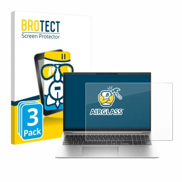 Parte frontale di una confezione del prodotto con il logo del marchio BROTECT. Accanto è raffigurato il dispositivo HP EliteBo