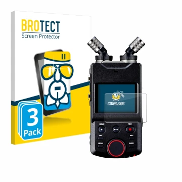Parte frontale di una confezione del prodotto con il logo del marchio BROTECT. Accanto è raffigurato il dispositivo Tascam Por