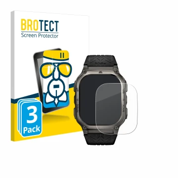 Parte frontale di una confezione del prodotto con il logo del marchio BROTECT. Accanto è raffigurato il dispositivo Kospet Tan