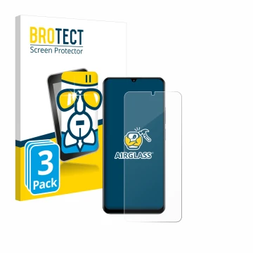 Parte frontale di una confezione del prodotto con il logo del marchio BROTECT. Accanto è raffigurato il dispositivo realme C61