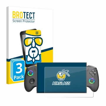 Parte frontale di una confezione del prodotto con il logo del marchio BROTECT. Accanto è raffigurato il dispositivo OneXPlayer