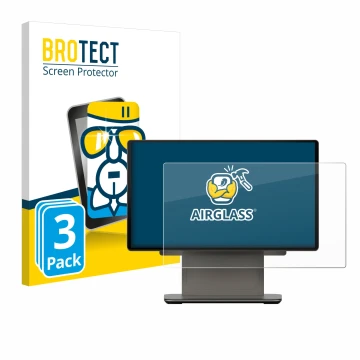 Parte frontale di una confezione del prodotto con il logo del marchio BROTECT. Accanto è raffigurato il dispositivo Sunmi D3 P