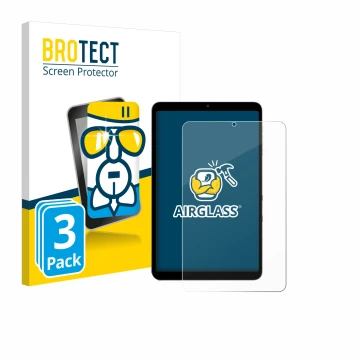 Parte frontale di una confezione del prodotto con il logo del marchio BROTECT. Accanto è raffigurato il dispositivo Alldocube 