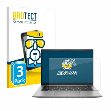 Parte frontale di una confezione del prodotto con il logo del marchio BROTECT. Accanto è raffigurato il dispositivo HP Zbook F