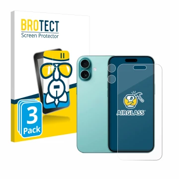 Parte frontale di una confezione del prodotto con il logo del marchio BROTECT. Accanto è raffigurato il dispositivo Apple iPho