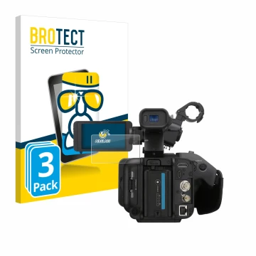 Parte frontale di una confezione del prodotto con il logo del marchio BROTECT. Accanto è raffigurato il dispositivo Sony PXW-Z