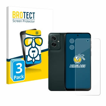 Parte frontale di una confezione del prodotto con il logo del marchio BROTECT. Accanto è raffigurato il dispositivo Motorola M
