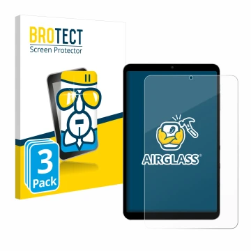 Parte frontale di una confezione del prodotto con il logo del marchio BROTECT. Accanto è raffigurato il dispositivo Alldocube 