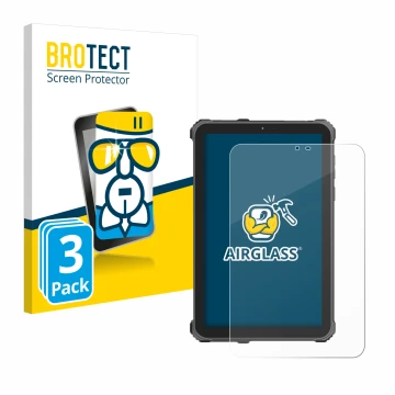 Parte frontale di una confezione del prodotto con il logo del marchio BROTECT. Accanto è raffigurato il dispositivo Oukitel RT