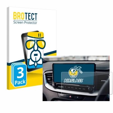 Parte frontale di una confezione del prodotto con il logo del marchio BROTECT. Accanto è raffigurato il dispositivo Kia XCeed 