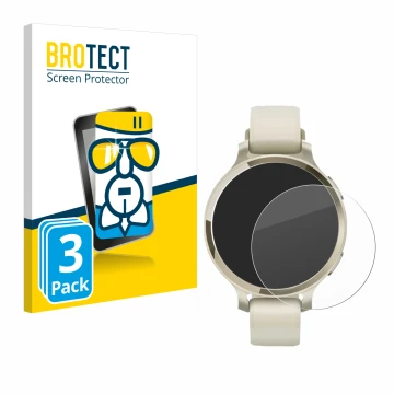 Parte frontale di una confezione del prodotto con il logo del marchio BROTECT. Accanto è raffigurato il dispositivo Garmin Lil