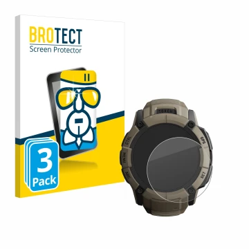 Parte frontale di una confezione del prodotto con il logo del marchio BROTECT. Accanto è raffigurato il dispositivo Garmin Ins