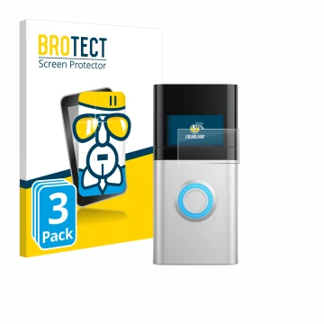 Parte frontale di una confezione del prodotto con il logo del marchio BROTECT. Accanto è raffigurato il dispositivo Ring Video