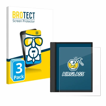 Parte frontale di una confezione del prodotto con il logo del marchio BROTECT. Accanto è raffigurato il dispositivo Boox Note 