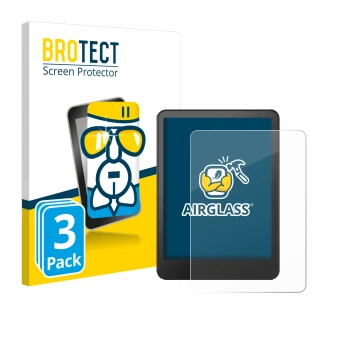 Parte frontale di una confezione del prodotto con il logo del marchio BROTECT. Accanto è raffigurato il dispositivo Amazon Kin