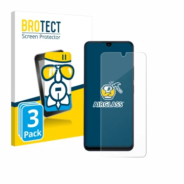 Parte frontale di una confezione del prodotto con il logo del marchio BROTECT. Accanto è raffigurato il dispositivo Xiaomi Red