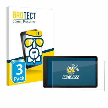 Parte frontale di una confezione del prodotto con il logo del marchio BROTECT. Accanto è raffigurato il dispositivo Garmin Tre