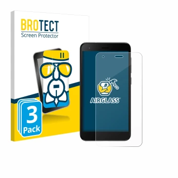 Parte frontale di una confezione del prodotto con il logo del marchio BROTECT. Accanto è raffigurato il dispositivo ZTE Blade 