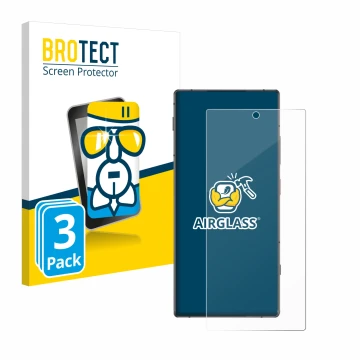 Parte frontale di una confezione del prodotto con il logo del marchio BROTECT. Accanto è raffigurato il dispositivo Nubia Z70 