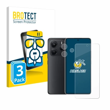 Parte frontale di una confezione del prodotto con il logo del marchio BROTECT. Accanto è raffigurato il dispositivo Xiaomi Red