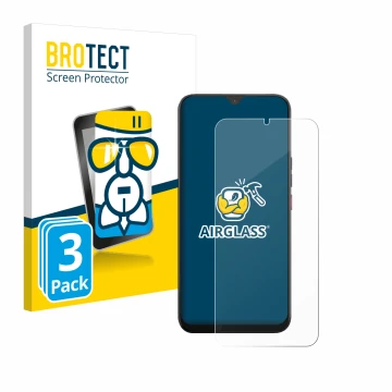 Parte frontale di una confezione del prodotto con il logo del marchio BROTECT. Accanto è raffigurato il dispositivo Volla Phon