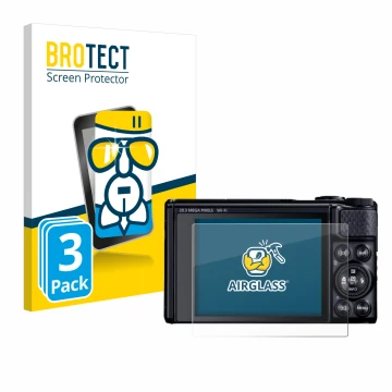 Parte frontale di una confezione del prodotto con il logo del marchio BROTECT. Accanto è raffigurato il dispositivo Canon Powe