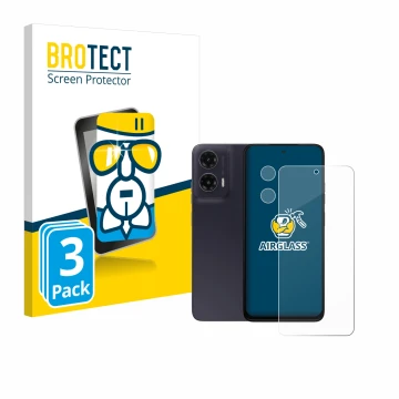 Parte frontale di una confezione del prodotto con il logo del marchio BROTECT. Accanto è raffigurato il dispositivo Motorola M