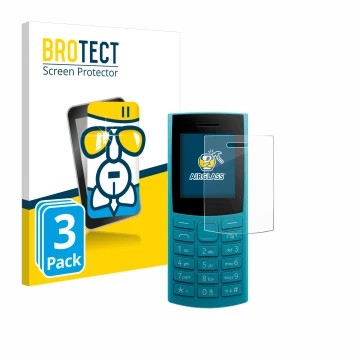 Parte frontale di una confezione del prodotto con il logo del marchio BROTECT. Accanto è raffigurato il dispositivo Nokia 105 