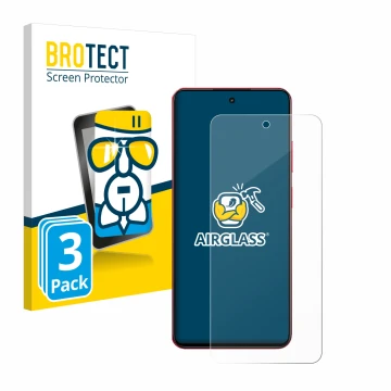 Parte frontale di una confezione del prodotto con il logo del marchio BROTECT. Accanto è raffigurato il dispositivo realme 14x