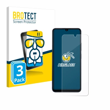 Parte frontale di una confezione del prodotto con il logo del marchio BROTECT. Accanto è raffigurato il dispositivo Xiaomi Red