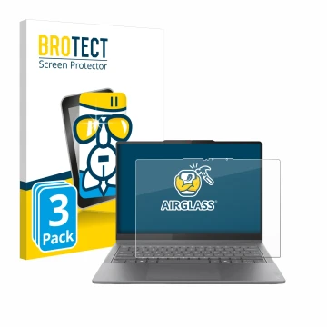 Parte frontale di una confezione del prodotto con il logo del marchio BROTECT. Accanto è raffigurato il dispositivo Lenovo Yog