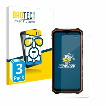 Parte frontale di una confezione del prodotto con il logo del marchio BROTECT. Accanto è raffigurato il dispositivo Hotwav Cyb