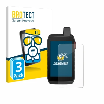 Parte frontale di una confezione del prodotto con il logo del marchio BROTECT. Accanto è raffigurato il dispositivo Garmin Mon