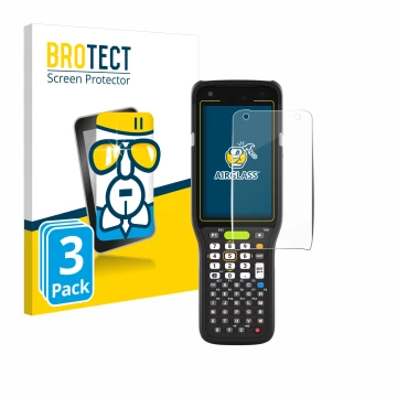 Parte frontale di una confezione del prodotto con il logo del marchio BROTECT. Accanto è raffigurato il dispositivo Zebra MC34