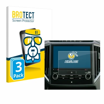 Parte frontale di una confezione del prodotto con il logo del marchio BROTECT. Accanto è raffigurato il dispositivo Subaru For