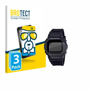 Parte frontale di una confezione del prodotto con il logo del marchio BROTECT. Accanto è raffigurato il dispositivo Casio G-Sh