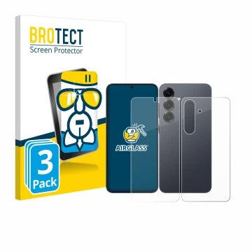 Parte frontale di una confezione del prodotto con il logo del marchio BROTECT. Accanto è raffigurato il dispositivo Samsung Ga