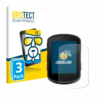 Parte frontale di una confezione del prodotto con il logo del marchio BROTECT. Accanto è raffigurato il dispositivo Garmin Edg