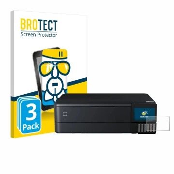 Parte frontale di una confezione del prodotto con il logo del marchio BROTECT. Accanto è raffigurato il dispositivo Epson EcoT