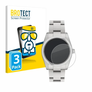 Parte frontale di una confezione del prodotto con il logo del marchio BROTECT. Accanto è raffigurato il dispositivo Rolex Oyst