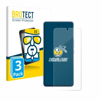 Parte frontale di una confezione del prodotto con il logo del marchio BROTECT. Accanto è raffigurato il dispositivo Vivo V50 c
