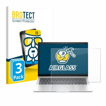 Parte frontale di una confezione del prodotto con il logo del marchio BROTECT. Accanto è raffigurato il dispositivo HP EliteBo