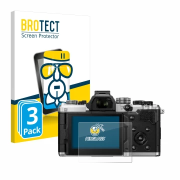 Parte frontale di una confezione del prodotto con il logo del marchio BROTECT. Accanto è raffigurato il dispositivo OM System 