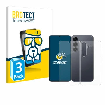 Parte frontale di una confezione del prodotto con il logo del marchio BROTECT. Accanto è raffigurato il dispositivo Samsung Ga