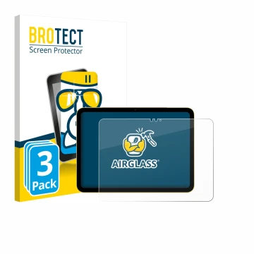 Parte frontale di una confezione del prodotto con il logo del marchio BROTECT. Accanto è raffigurato il dispositivo Apple iPad